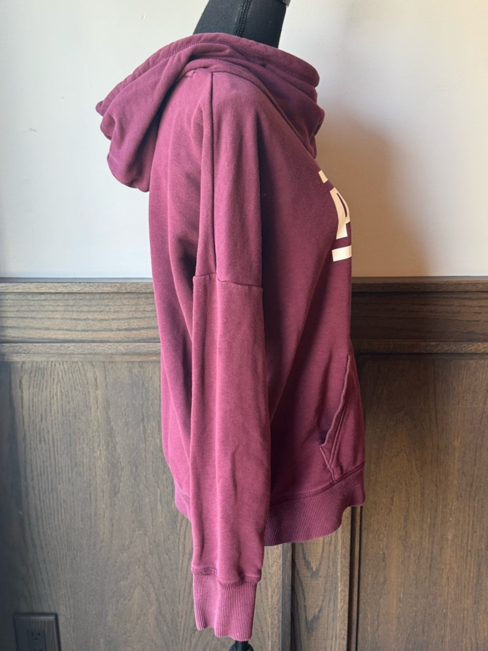 Puma Maroon Pullover Hoodie with White Logo Large - Picture 6 of 7